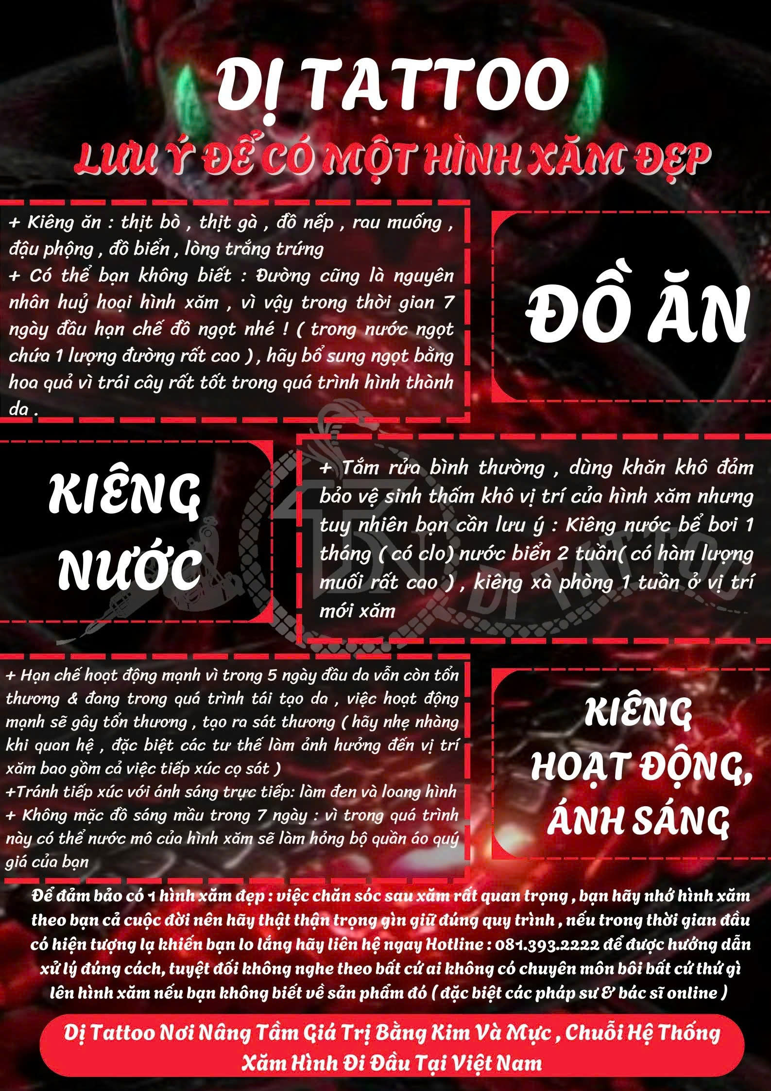 Nên ăn gì-kiêng gì sau xăm?
