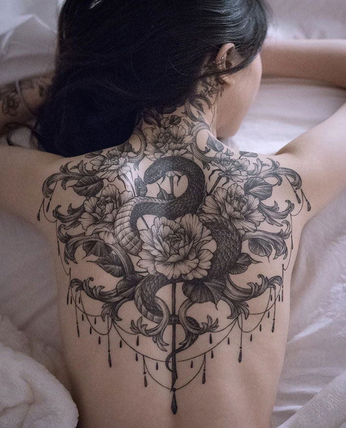 Hình xăm kín lưng đẹp - Tattoo full back